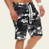 Custom Logo Summer Camouflage Breathable Loose Drawstring Men Basketball Running Fitness Cotton Shorts