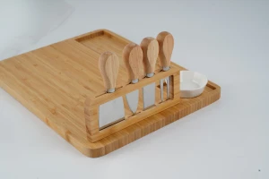 Custom Natural Bamboo Cheese Cutting Board with Slide Out Drawer