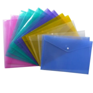 Custom Plastic Envelopes File Bags A4 Size Document Organizers With Snap Button Paper Folders Office Supply Rainbow Colors