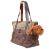 Custom portable small pet dog cat travel carrier waxed canvas tote bag for outdoor