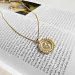 custom Silver 925 with gold plated  rose flower Coin pendant necklace