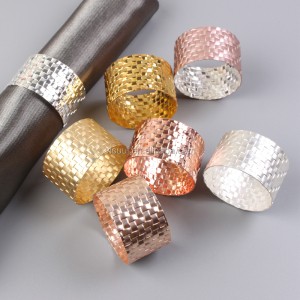 Custom various colors metal round wedding rose gold napkin rings