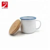 customized logo Cheap Giveaways enamel mug, promotional enamel cup with lid