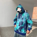 Customized Mens Hooded Vintage Tie-dye T-shirt Starry Sky Tie Dye Gradient Hoodie Sweater Tops