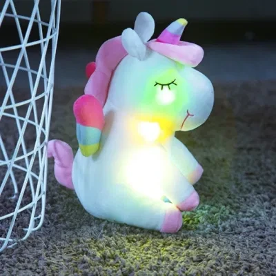 Cute Stuffed Animal Plush Rainbow Unicorn with Flashing LED