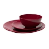 Dark red customized color plastic plates cups bowls france melamine dinner set dinnerware