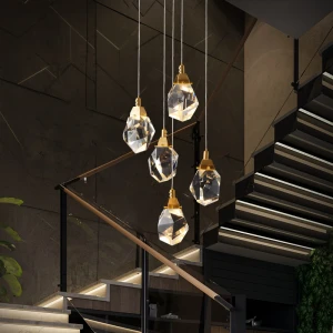 Decoration dining room light luxury crystal duplex stair light creative bedside small decoration pendant lamp modern