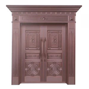 Decorative Embossed Copper Metal Double Front Entry Door_China