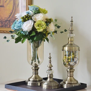 Decorative Wedding Antique MOdern Tube Gold Metal Flower Vase