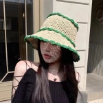 Designer Matching Crochet Straw Sun Hat Women Summer Fashion Panama Fisherman Caps Seaside Beach Hat Sunscreen Bucket Hats