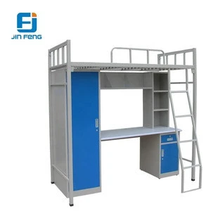 Desk and Wardrobe Equipped Steel Dormitory Bed