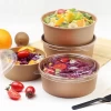 disposable take away kraft paper salad bowl with PET lid 1280ml kraft salad bowl