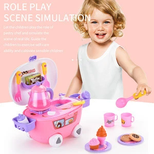 Drop shipping kids plastic tableware pretend toy set with sound and light play toys kitchen toy