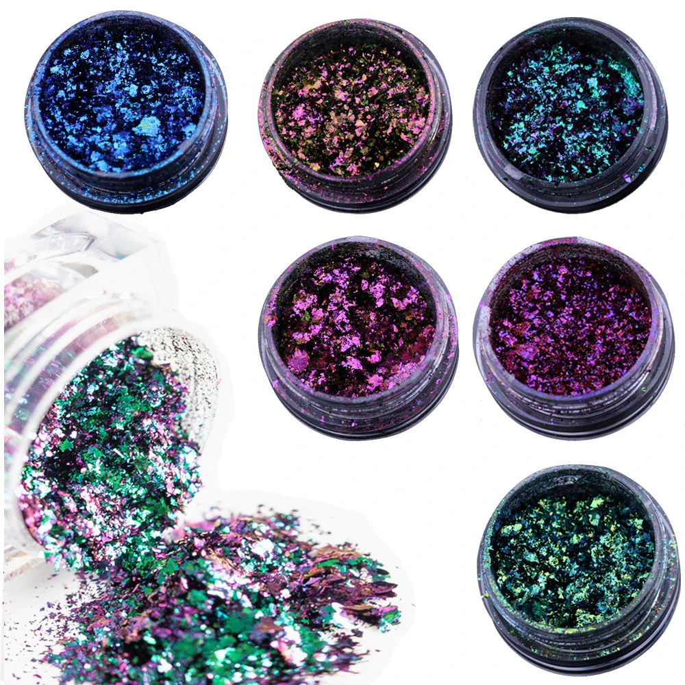 Duochrome eyeshadow pigment loose flakes individual chromashift flakes for makeup