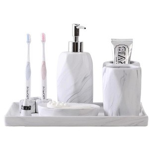 Eco-friendly Customized New Household/home marble  bathroom accessories Set With Soap Or Lotion