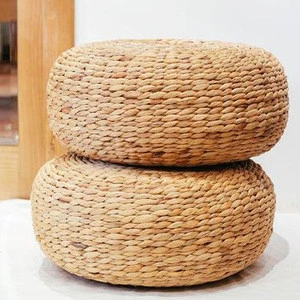 Eco- friendly round natural seagrass stools/water hyacinth ottomans wholesales from Viet Nam