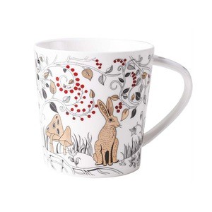 Eco Friendly Wholesale Ceramic New Design Decal Flower Vine Animal Coffee Cup Ceramic Mug
