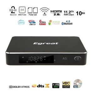 Egreat A5 Smart Android 5.1 TV Box 3D 4K UHD Media Player with HDR USB3.0 Support SATA OTA Blu-ray Disc DolbyTure HD DTS-HD