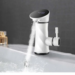 Electric instant heater 360 rotating elbow temperature display bathroom kitchen faucet