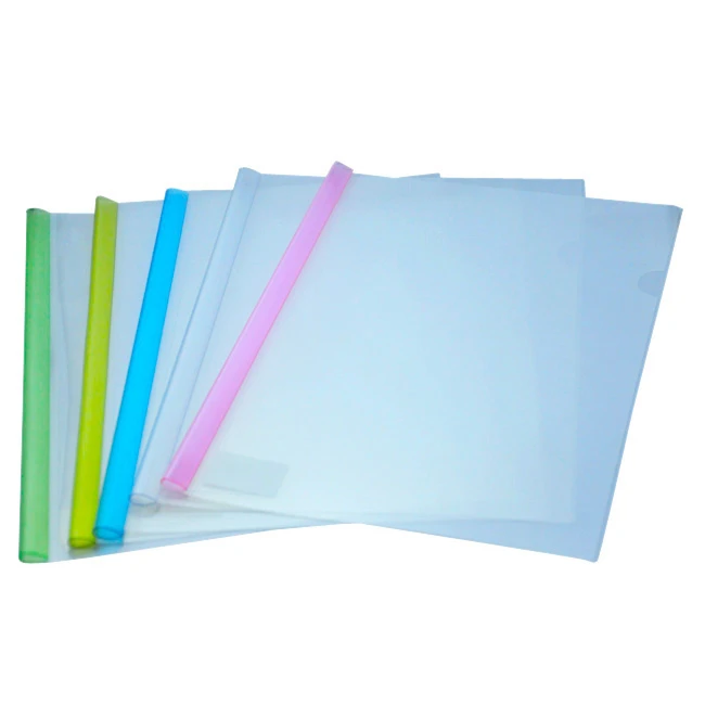 Factory custom transparent plastic office file folder A4 size pull rod clip file
