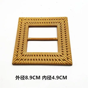 factory high quality bamboo belt buckle straw ratton plastic woman belt resin buckle