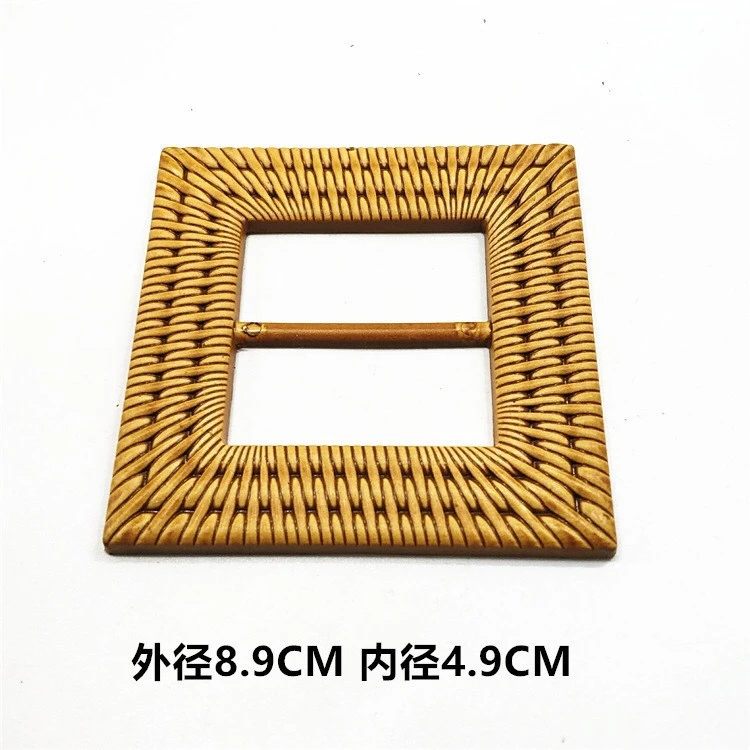 factory high quality bamboo belt buckle straw ratton plastic woman belt resin buckle