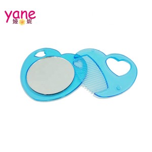 Factory supply heart shape hair comb small mirror for girl