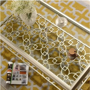 Factory Supply modern square wood glass tea table End table coffee table sets