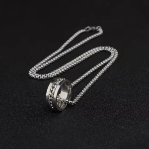 Fashion brand ring necklace dual-use men simple ins female hip-hop personality titanium steel accessories pendant