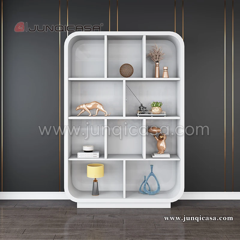Fashion Design White Luxury Bookshelf Office Room Storage Filling Cabinet Set With Glass Surface