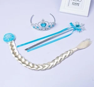 Fashion kids Cosplay Elsa Anna Crown Magic Wand Set hair accessory