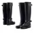 Import Fashion Ladies Black Wellies Water Proof Anti Slip Leather Knee Rain Boots from China