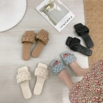Fashion One Strap Slipper Summer White Sandals Flat Slippers For Women