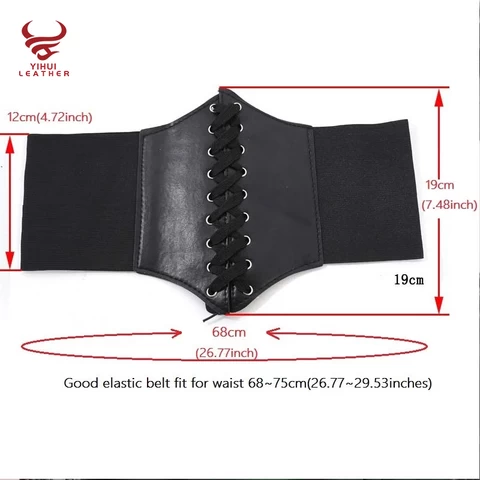 Fashion vintage nobility women belts elastic wide girdle PU leather elastic plus size corset belts women