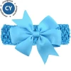 Fashionable grosgrain ribbon forked tail bow with elastic band  , wholesale solid color hair accessories ribbon bow for kids