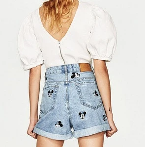 Fashionable High Waist Jeans Short Pants For Girls