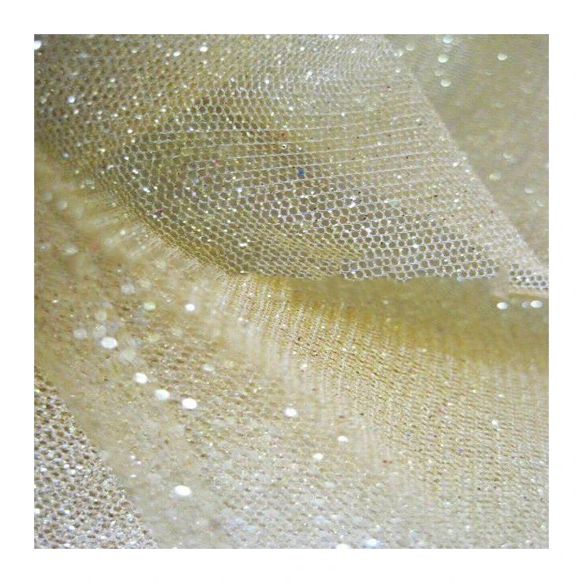 Fast delivery shine plain dyed glitter soft tulle fabric for wedding dress