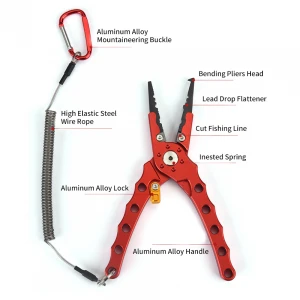 Fish Pliers Sheath Retractable Tether Combo Braid Cutters Split Ring Fishing Pliers Holder
