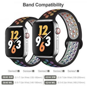 For Apple Watch Band 44mm 40mm 42mm 38mm Rainbow Soft Silicone Sport Replacement Wrist Strap for iWatch Series 5 4 3 1 Bracelet