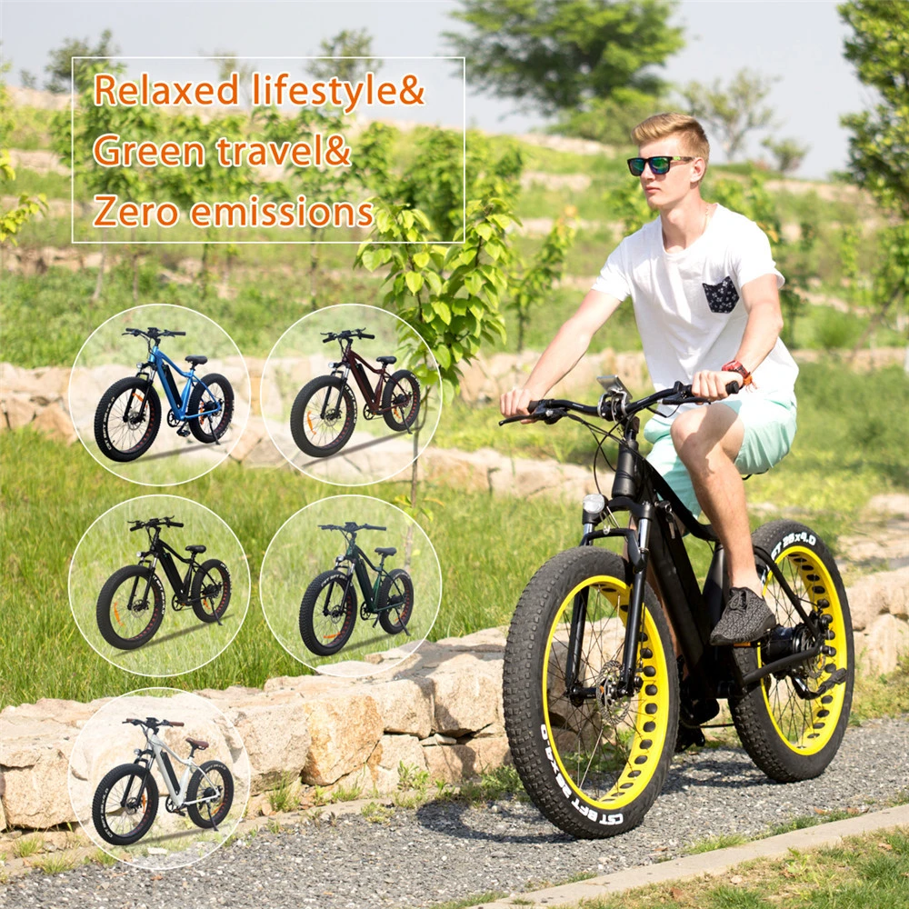 Free shipping 4.0 inch fat tire pedal assist snow mountain electric bike with 7 Speed Shimano Derailleur