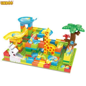 Free Shipping UKBOO H110 180/182pc Marble Puzzle Race Track Learning Toy Slide Big Bricks Run Building Blocks Construction Toys