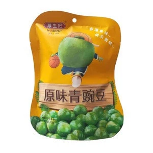 fried green peas bean snack with original flavor out plastic bag and inner small bag 75g packing