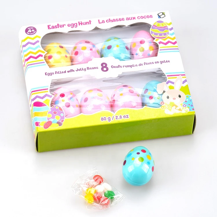 Fruit Flavor Colorful Plastic Egg Shaped Packaging Compressed Jelly Bean Candy