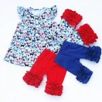 Girls Ruffle Pearl Dress Boutique Girl Clothing Wholesale Price Summer set