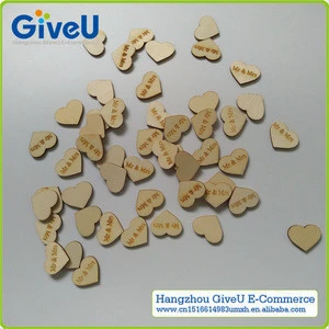 GiveU New Wedding Accessories Wooden Mr&Mrs Wedding Confetti Button