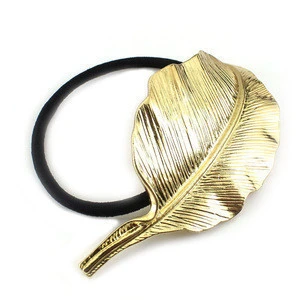 Gold color and large leaves shape hair band hair ring hair jewelry