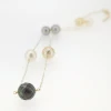gold pearl black pearl and white pearl with long adjustable 18K chain necklace
