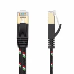 Gold plated CAT7 CAT6A RJ45 sleeved flat Patch cord Ethernet LAN Network Cable For Router Switch