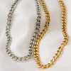Gold Plated Curb Chain Choker Chain Stainless Steel Ladies Cuban Chain Necklace And Bracelet Set Jewelry
