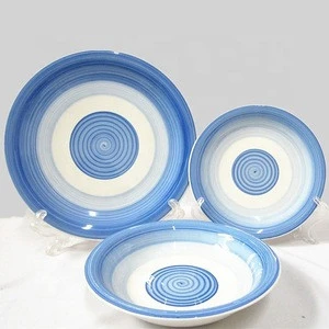 Good quality Eco friendly ceramic  bamboo breakfast set 12pcs brush glaze dinnerware tableware  set